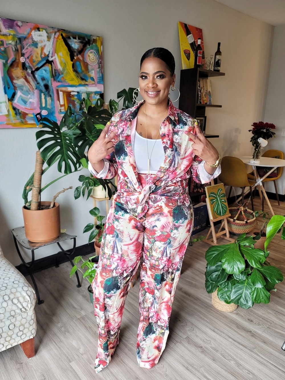 Women’s Floral Wide-Leg Jumpsuit - Pink Multi